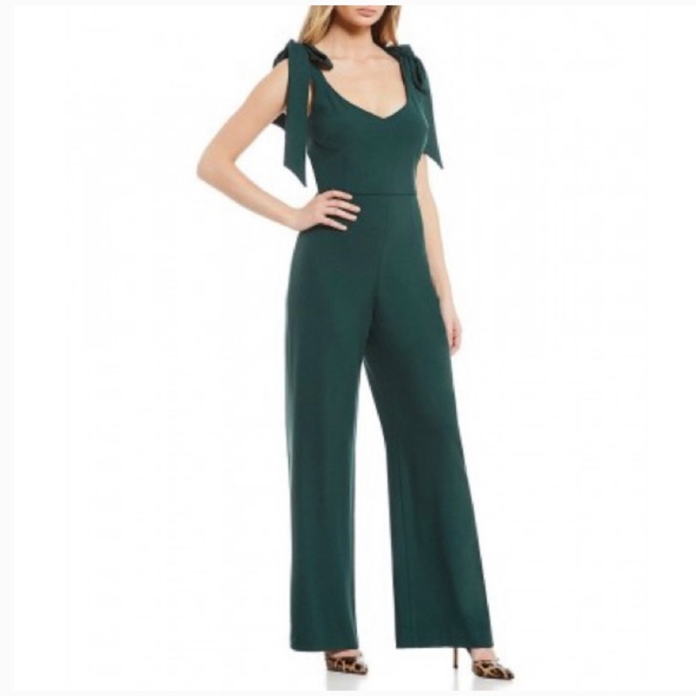 Green Shoulder Tie Jumpsuit